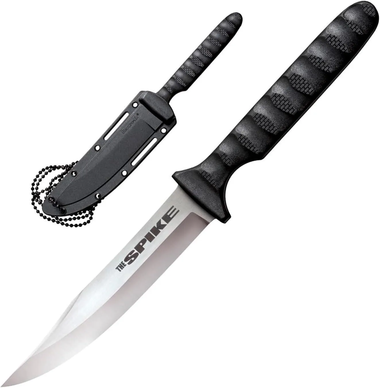 Cold Steel Bowie Spike Durable Lightweight German 4116 Stainless Steel 4" Fixed Blade Tactical Outdoor Hunting Neck Knife, Textured Griv-Ex Handle, Secure-Ex Sheath