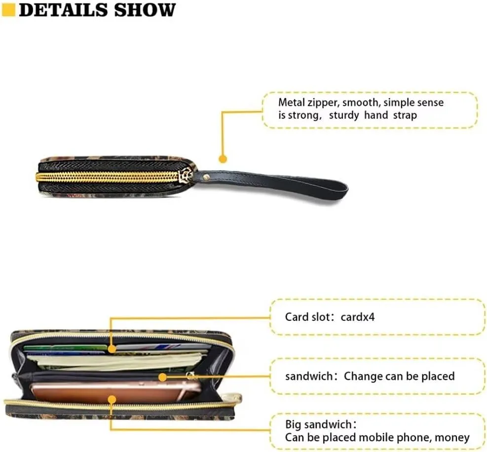 Coldinair Retro Mushroom Wallets for Women PU Leather Credit Card Holder Floral RFID Blocking ID Card Purse Long Handbag Large Capacity Wristlet Pouch