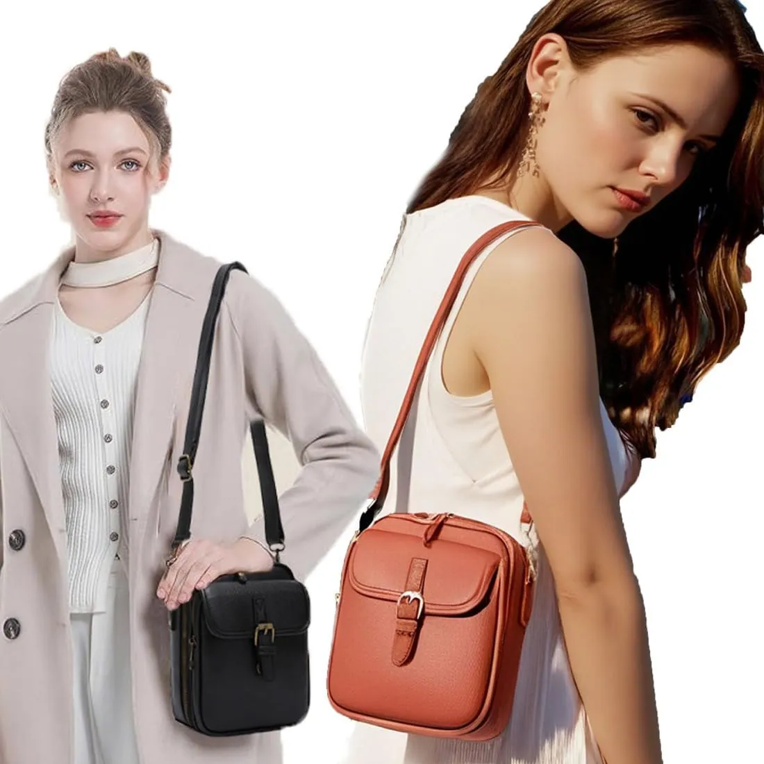 Collaboraten1 Crossbody Leather Bag, Large Capacity With 10 Card Slots, Casual Single-Shoulder Bag (Green)