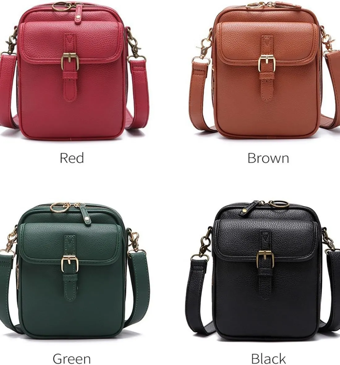 Collaboraten1 Crossbody Leather Bag, Large Capacity With 10 Card Slots, Casual Single-Shoulder Bag (Green)