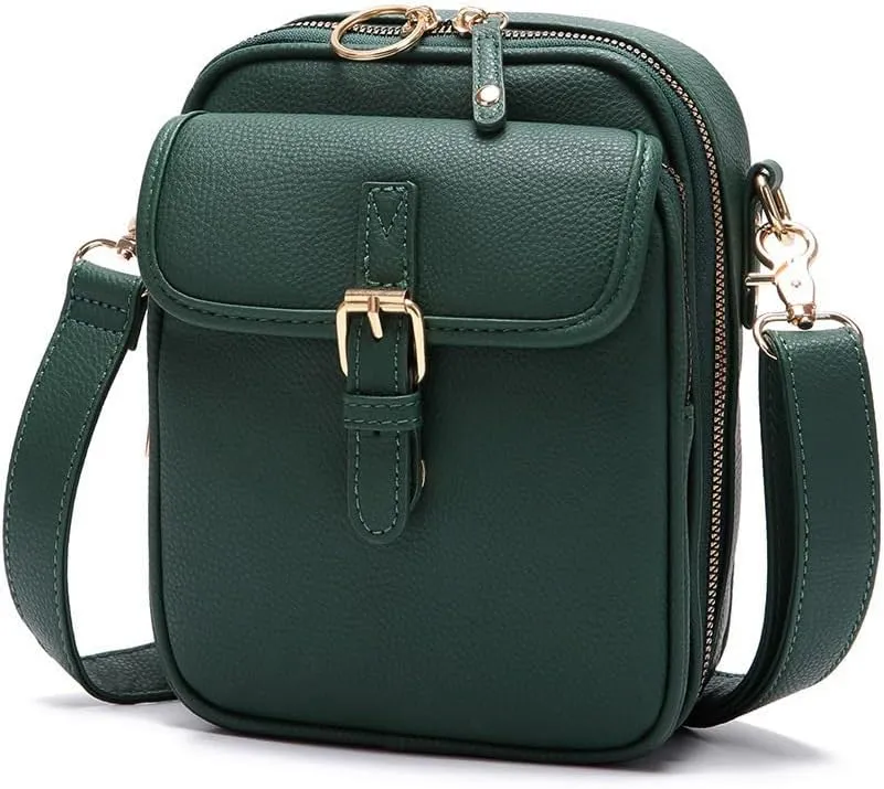 Collaboraten1 Crossbody Leather Bag, Large Capacity With 10 Card Slots, Casual Single-Shoulder Bag (Green)