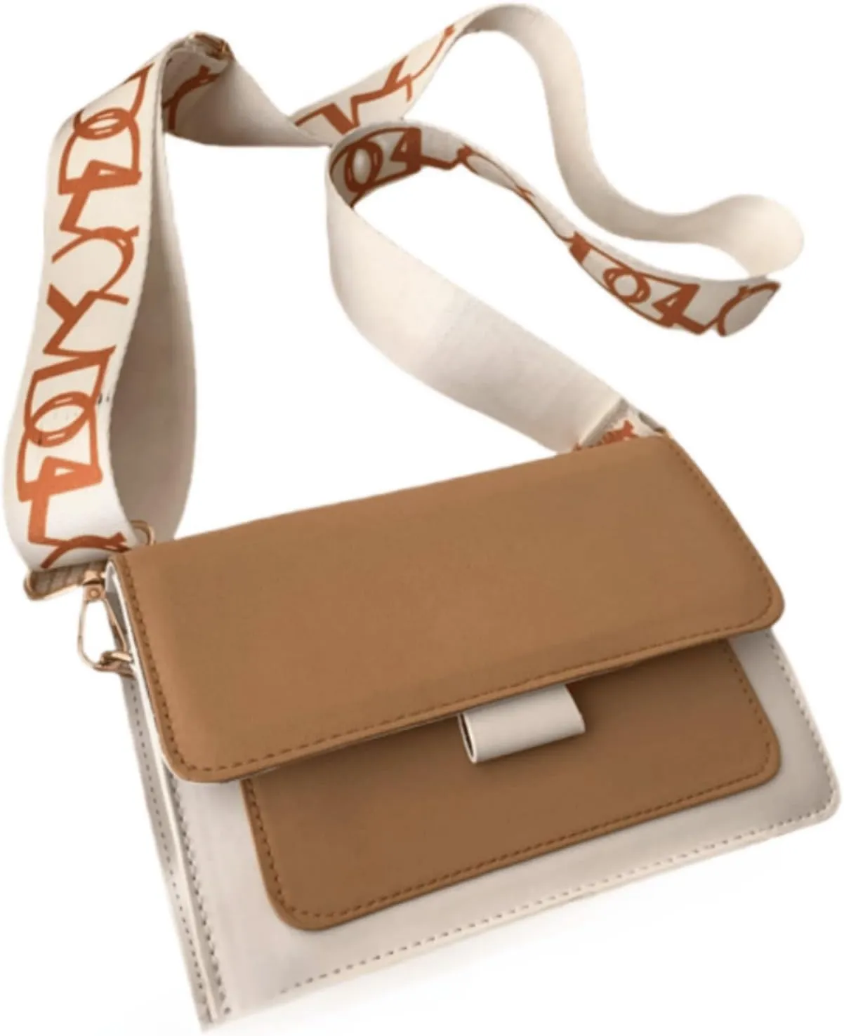 Color-Block Crossbody Bags for Women, PU Leather Cross Body Purses Cute Designer Handbags Shoulder Bag