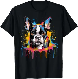 Colorful Boston Terrier Dog T-Shirt