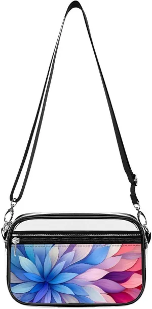 Colorful Flowers Petals Clear Bag PVC Clear Crossbody Purse Bag Transparent Messenger Bag Shoulder Handbag
