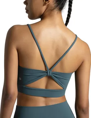 Colorfulkoala Women's Dreamlux Bowknot Strappy Sports Bras Light Impact Workout Yoga Tops
