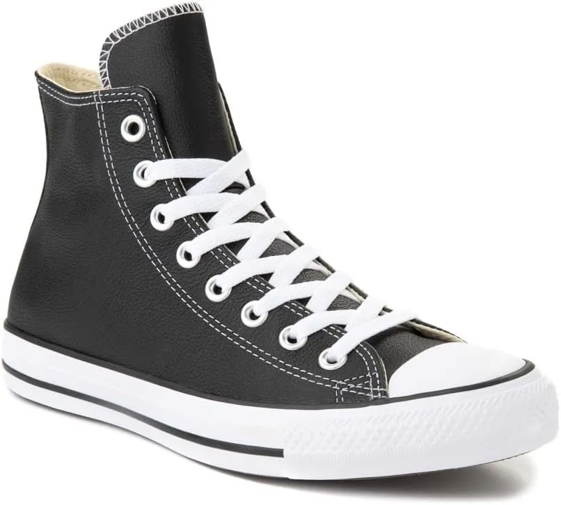 Converse Men's CTAS Leather Hi Top, Black, Size 6.5