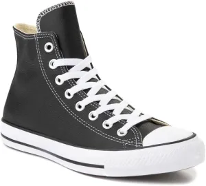 Converse Men's CTAS Leather Hi Top, Black, Size 6.5