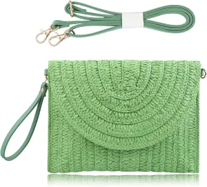 COOKOOKY Straw Clutch Handbag Summer Beach Straw Purse for Women woven Envelope Bag