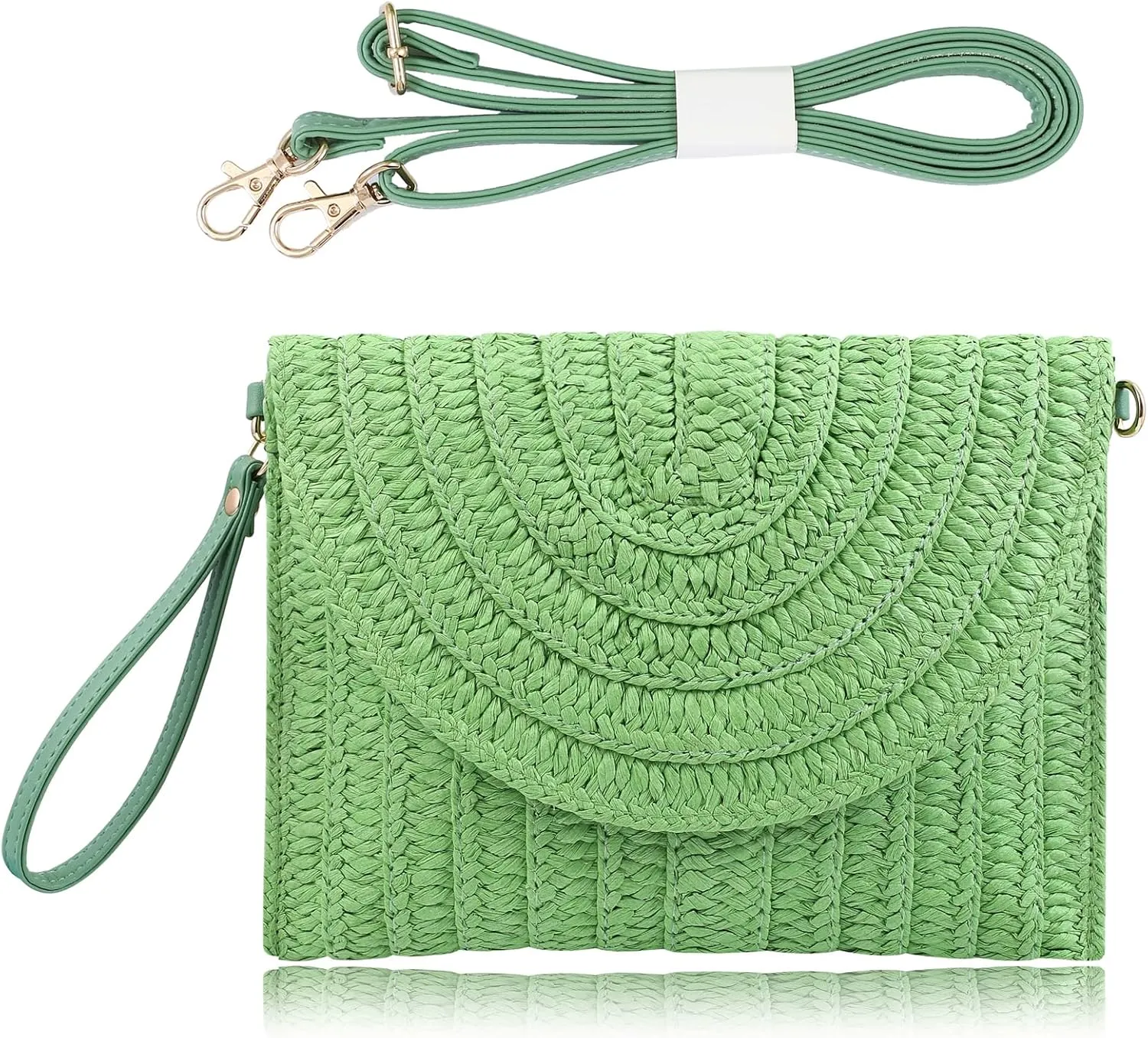 COOKOOKY Straw Clutch Handbag Summer Beach Straw Purse for Women woven Envelope Bag