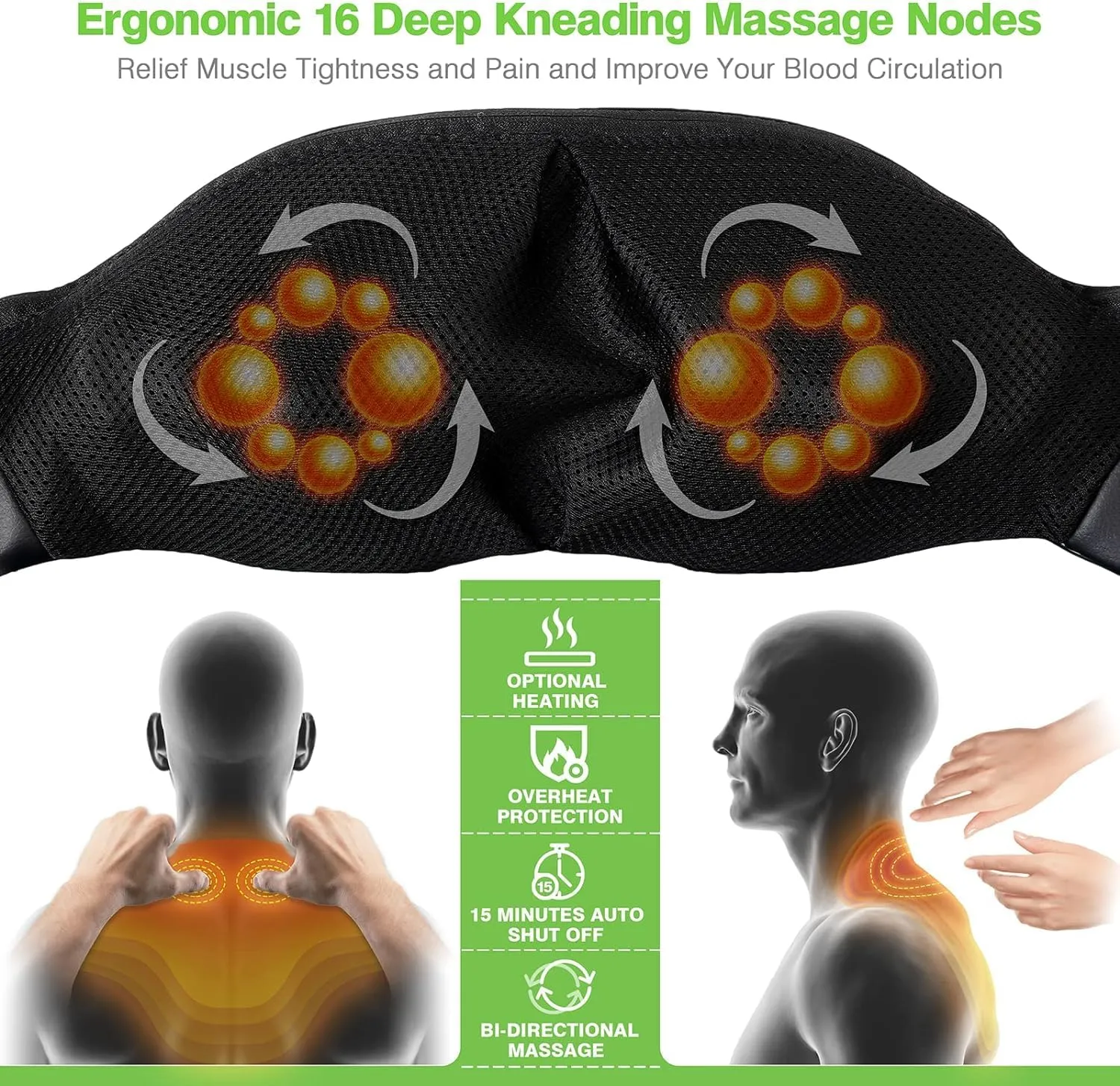 cotsoco Neck Massager,Shiatsu Shoulder and Back Massager with Heat, Electric Deep Tissue Massage Pillow for Body Muscle Pain Relief,Best Gifts Mom Dad Women Men,Home, Office Car Use