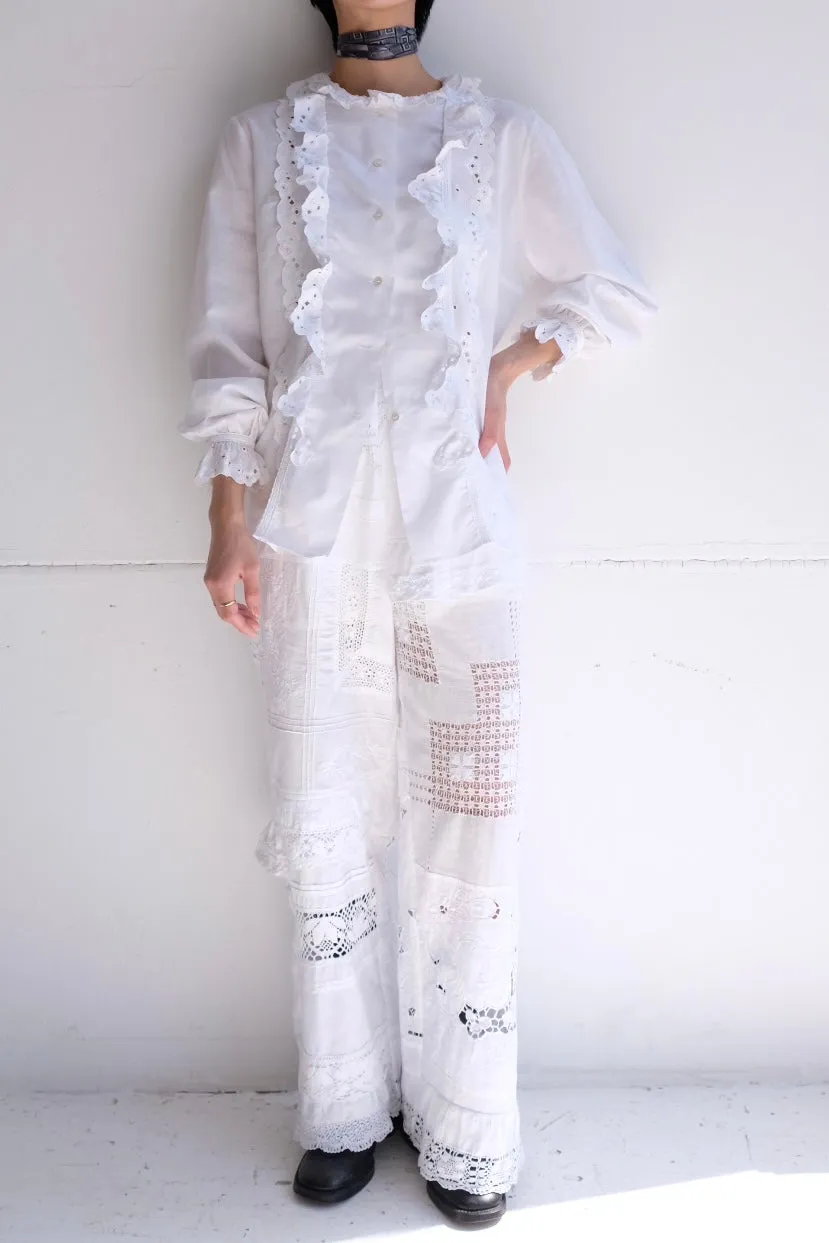 cotton lace trimmed blouse
