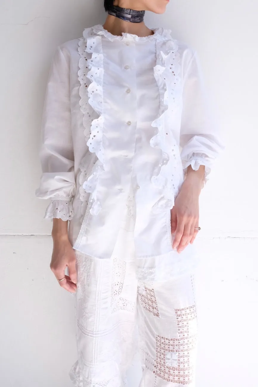 cotton lace trimmed blouse
