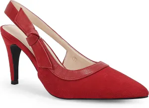 Coutgo Women's Pointed Toe High Heels Slingback Bowknot Formal Pumps Dress Shoes