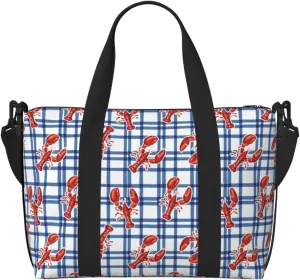 Crayfish Plaid Large Laptop Tote Travel Work Bag For Women Men Gym Beach Bag For Women Crossbody Carry On Shoulder Bag With Compartments Zipper,Overnight Weekender Bags