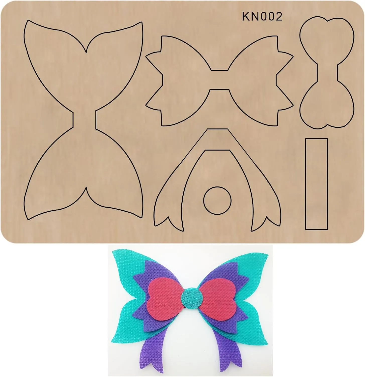 Create Beautiful Bowknots with Okjew Cutting Die - DIY Handmade Gifts Die Cuts for Scrapbooking - Compatible for Sizzi Big Shot Die Cutting Machine - Wood Board and Alloy Steel Blade (002 Wood)