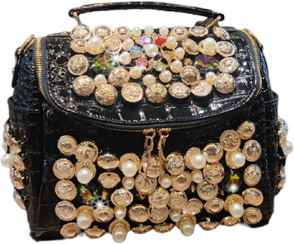 Crocodile Pattern Leather Women's Bag Top Handle Satchel Handbags Pearl Purses Shoulder Messenger Boston Bags