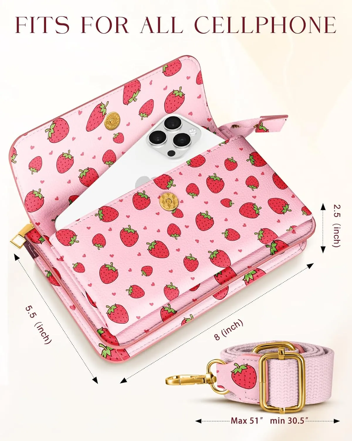 Crossbody Bag Cellphone Purse Wallet for Women - Leather Cellphone Purse Bag with Adjustable Shoulder Strap Girl