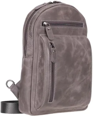 Crossbody Bag for Women, Adjustable Strap - Stylish Genuine Leather Front & Back Purse, Elegant Travel Bag (Sandy Gray)