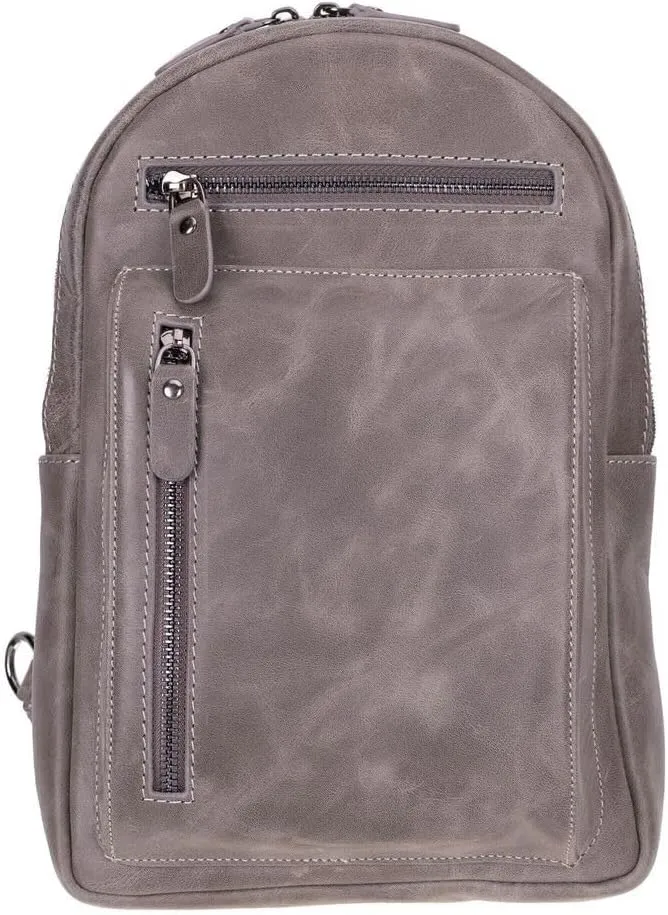 Crossbody Bag for Women, Adjustable Strap - Stylish Genuine Leather Front & Back Purse, Elegant Travel Bag (Sandy Gray)