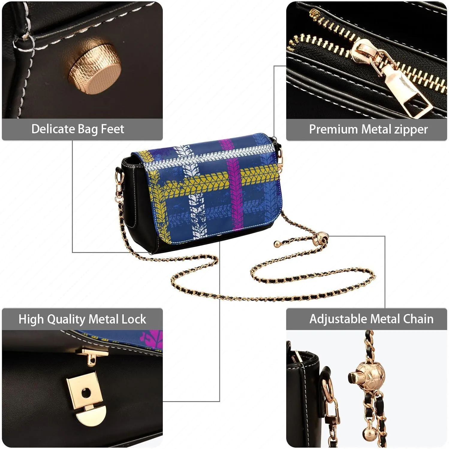 Crossbody Bags for Women Trendy Women's Black Shoulder Bag Small PU Leather Flap Cross Body Bag Handbags