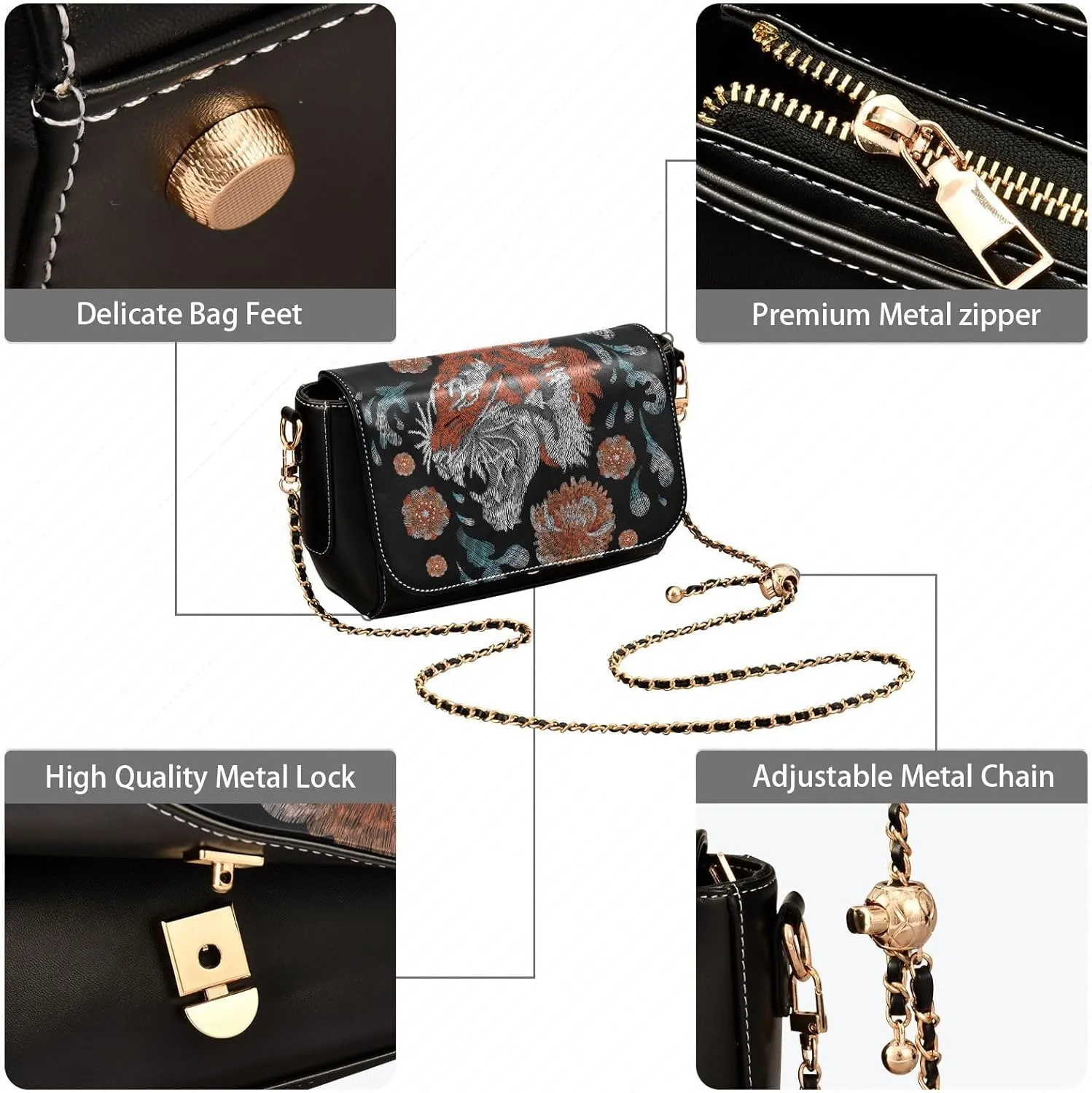 Crossbody Bags for Women Trendy Women's Black Shoulder Bag Small PU Leather Flap Cross Body Bag Handbags