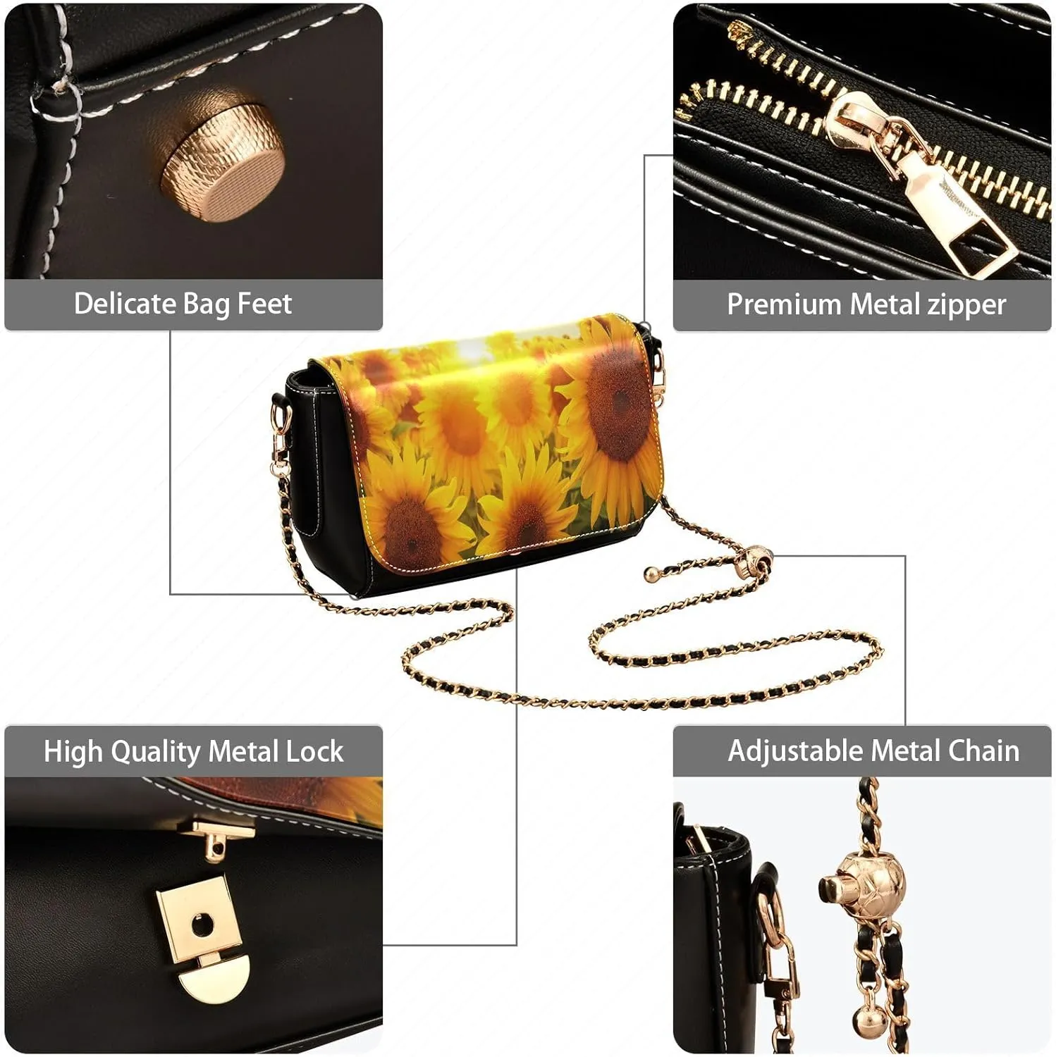 Crossbody Bags for Women Trendy Women's Black Shoulder Bag Small PU Leather Flap Cross Body Bag Handbags