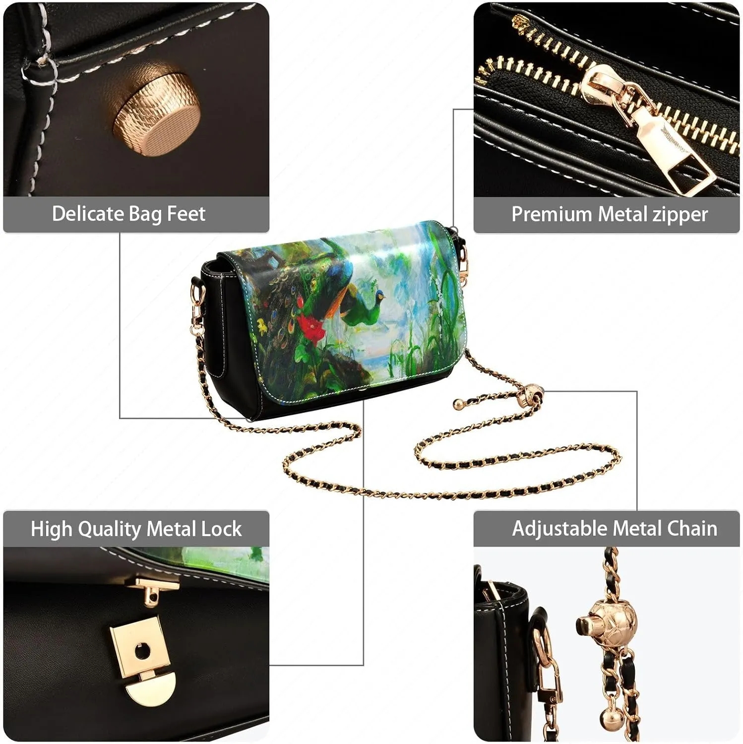 Crossbody Bags for Women Trendy Women's Black Shoulder Bag Small PU Leather Flap Cross Body Bag Handbags