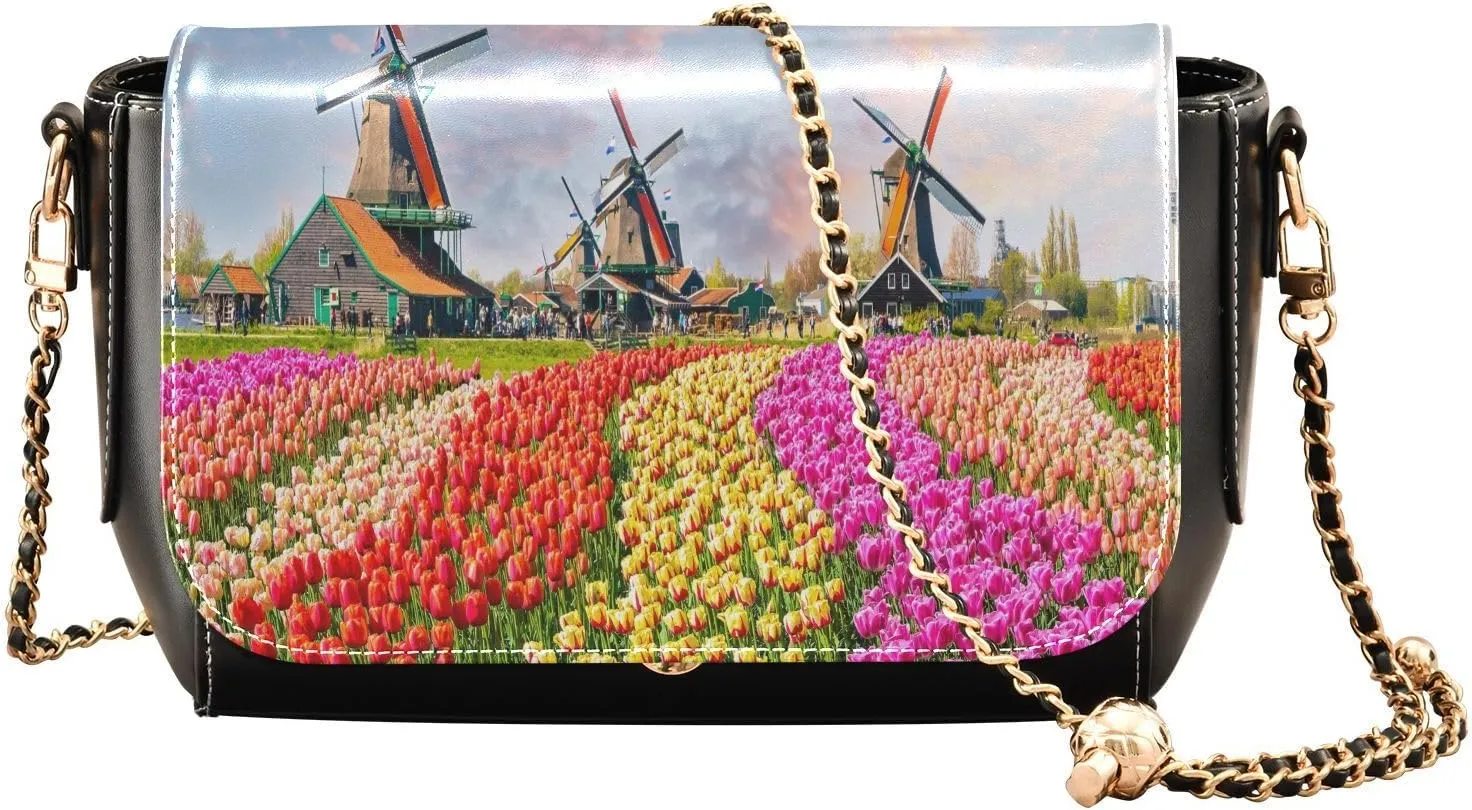 Crossbody Bags for Women Trendy Women's Black Shoulder Bag Small PU Leather Flap Cross Body Bag Handbags