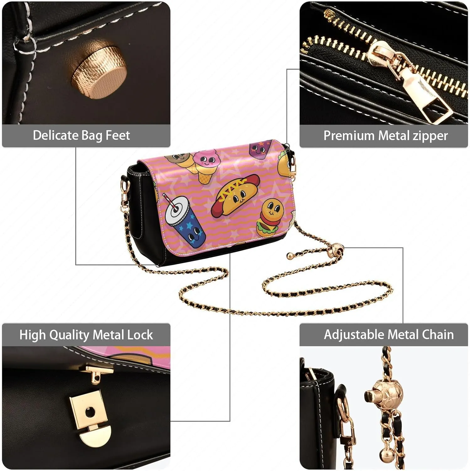 Crossbody Bags for Women Trendy Women's Black Shoulder Bag Small PU Leather Flap Cross Body Bag Handbags