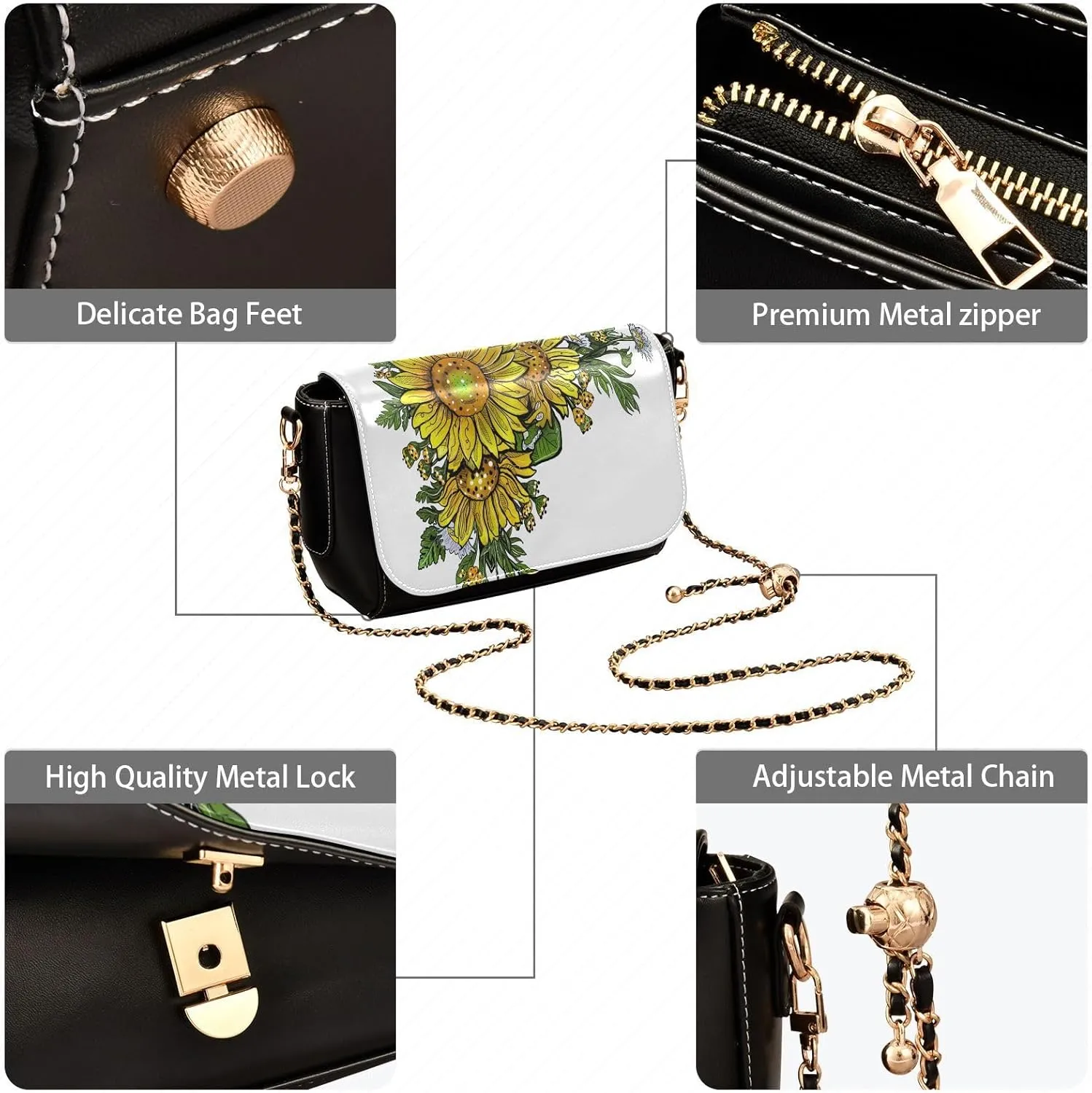 Crossbody Bags for Women Trendy Women's Black Shoulder Bag Small PU Leather Flap Cross Body Bag Handbags