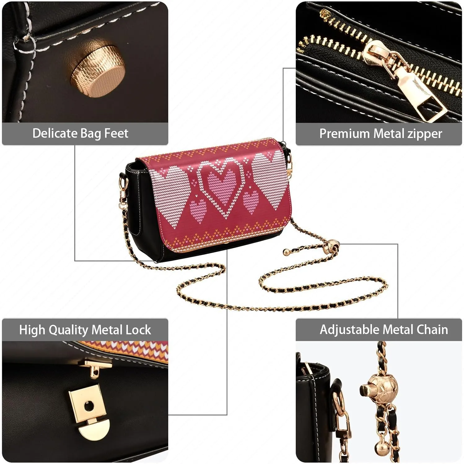 Crossbody Bags for Women Trendy Women's Black Shoulder Bag Small PU Leather Flap Cross Body Bag Handbags