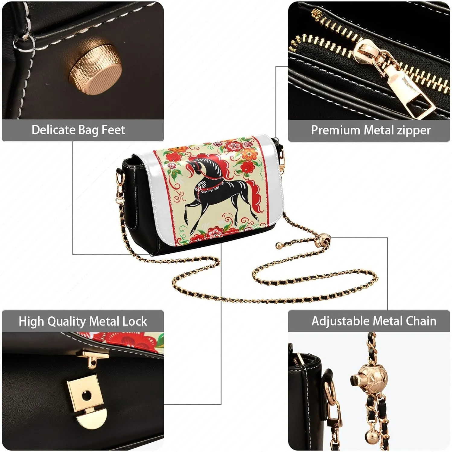 Crossbody Bags for Women Trendy Women's Black Shoulder Bag Small PU Leather Flap Cross Body Bag Handbags