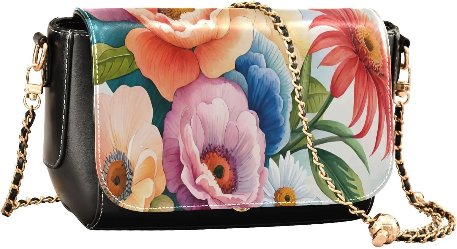 Crossbody Bags for Women Trendy Women's Black Shoulder Bag Small PU Leather Flap Cross Body Bag Handbags