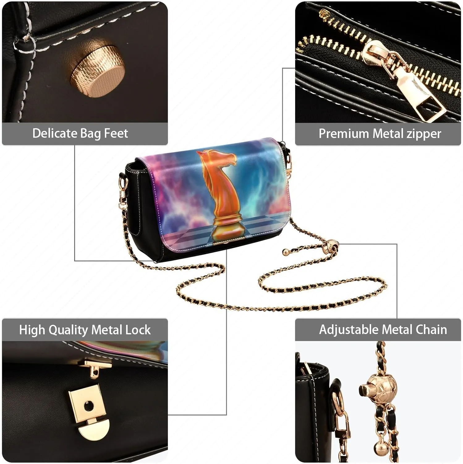 Crossbody Bags for Women Trendy Women's Black Shoulder Bag Small PU Leather Flap Cross Body Bag Handbags