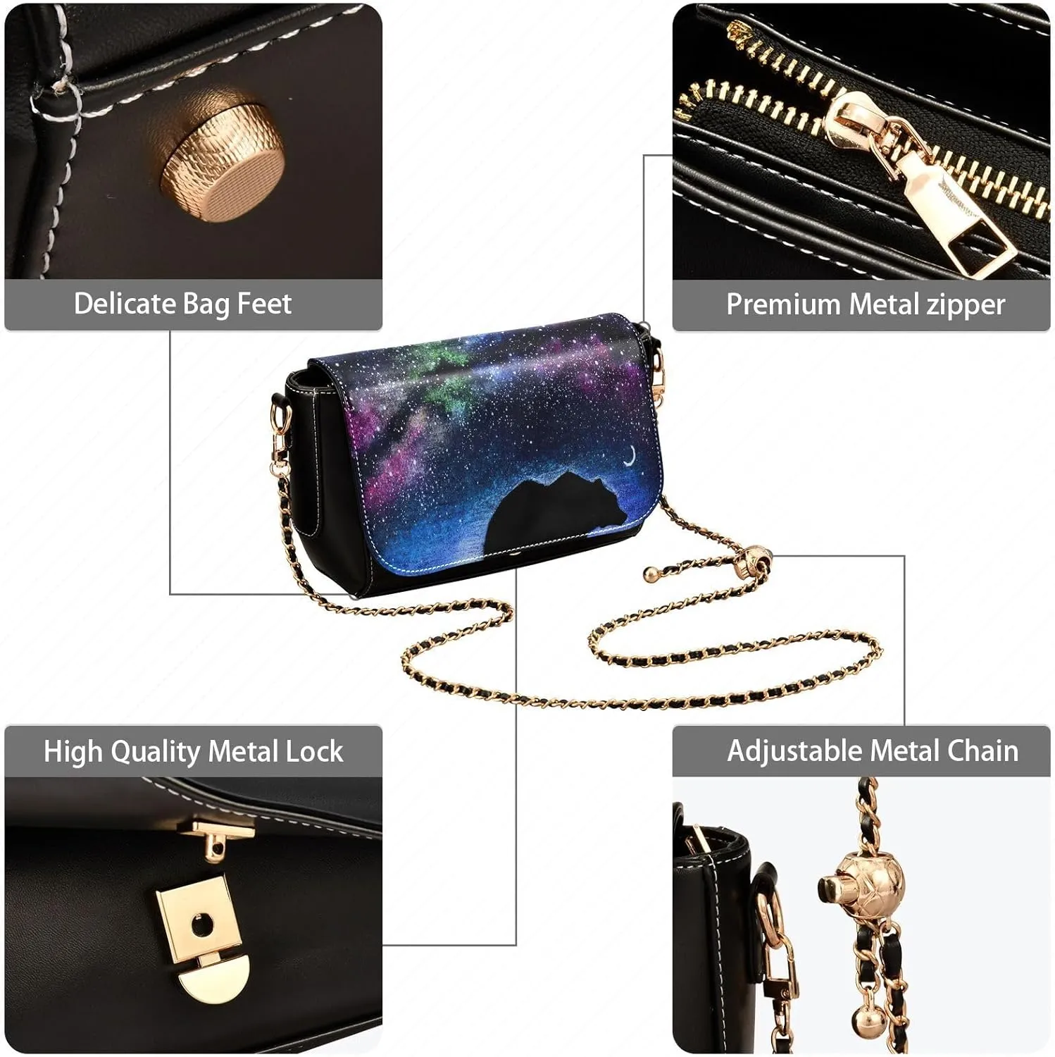 Crossbody Bags for Women Trendy Women's Black Shoulder Bag Small PU Leather Flap Cross Body Bag Handbags