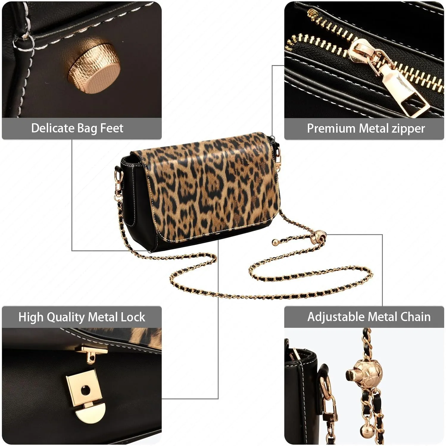 Crossbody Bags for Women Trendy Women's Black Shoulder Bag Small PU Leather Flap Cross Body Bag Handbags