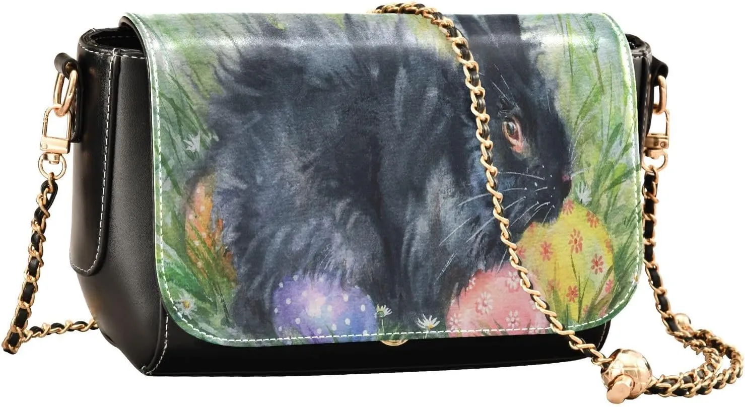 Crossbody Bags for Women Trendy Women's Black Shoulder Bag Small PU Leather Flap Cross Body Bag Handbags