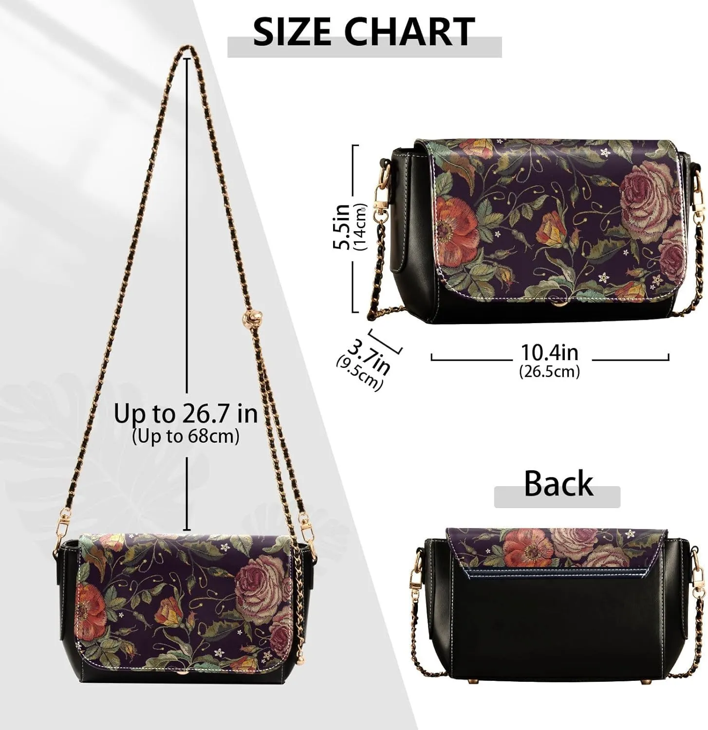 Crossbody Bags for Women Trendy Women's Black Shoulder Bag Small PU Leather Flap Cross Body Bag Handbags