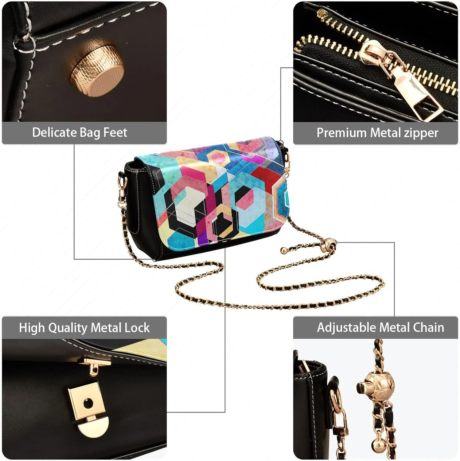 Crossbody Bags for Women Trendy Women's Black Shoulder Bag Small PU Leather Flap Cross Body Bag Handbags