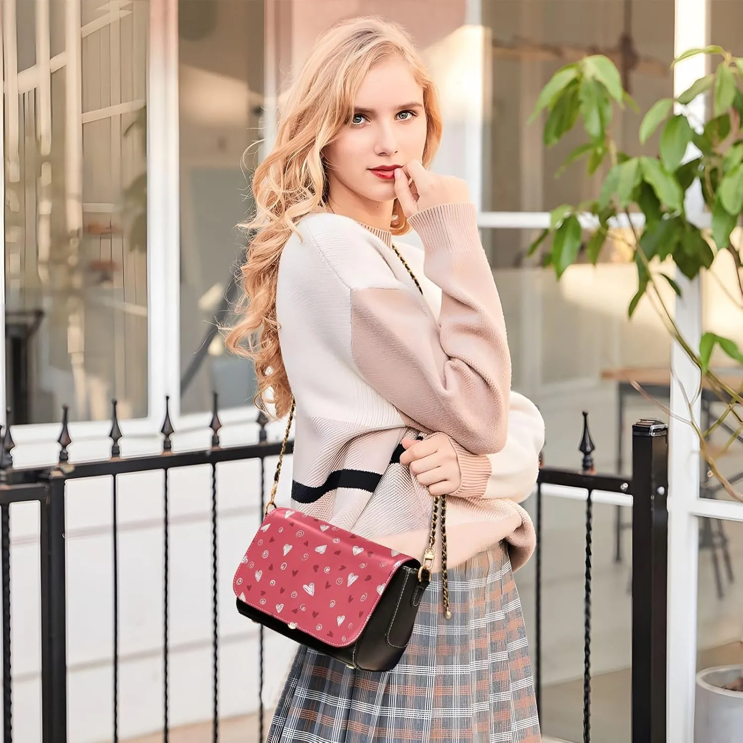 Crossbody Bags for Women Trendy Women's Black Shoulder Bag Small PU Leather Flap Cross Body Bag Handbags