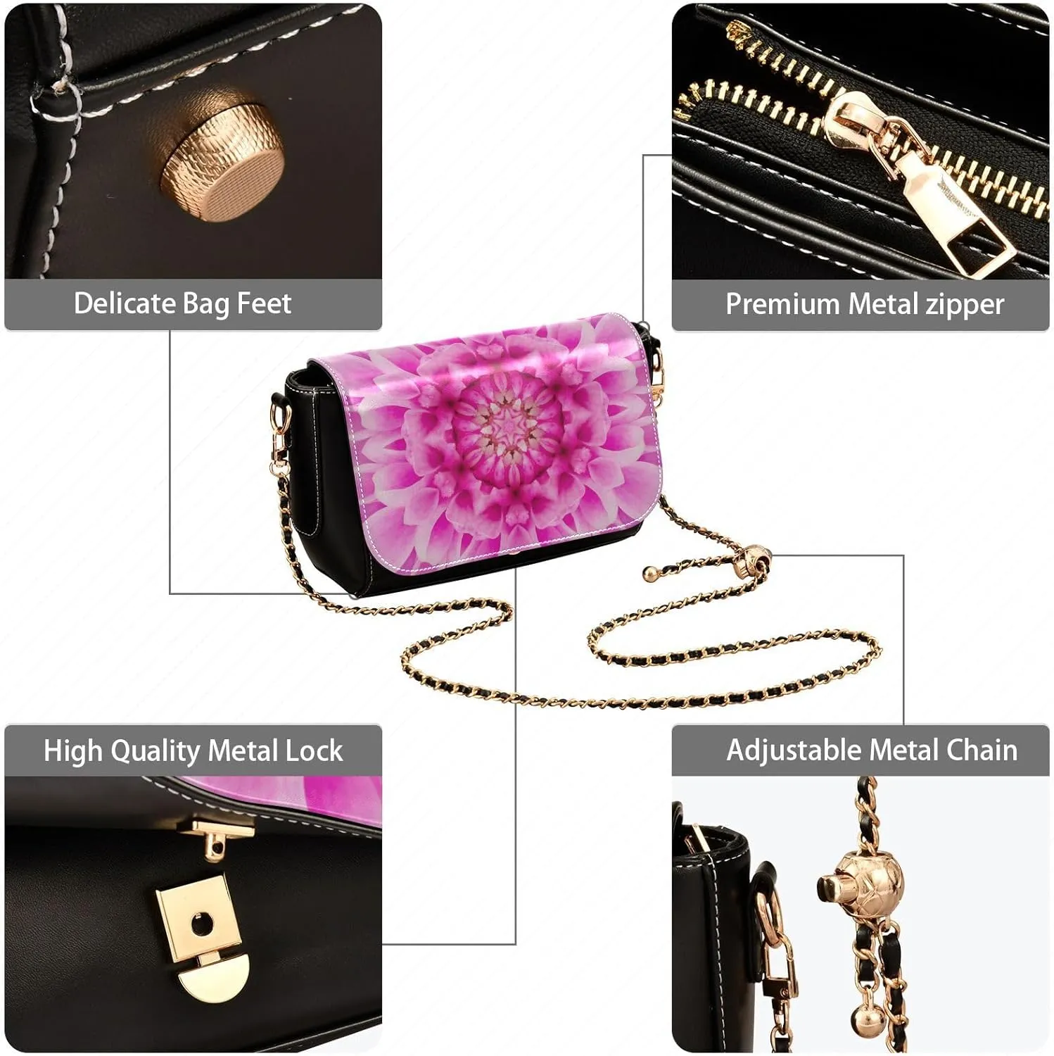 Crossbody Bags for Women Trendy Women's Black Shoulder Bag Small PU Leather Flap Cross Body Bag Handbags