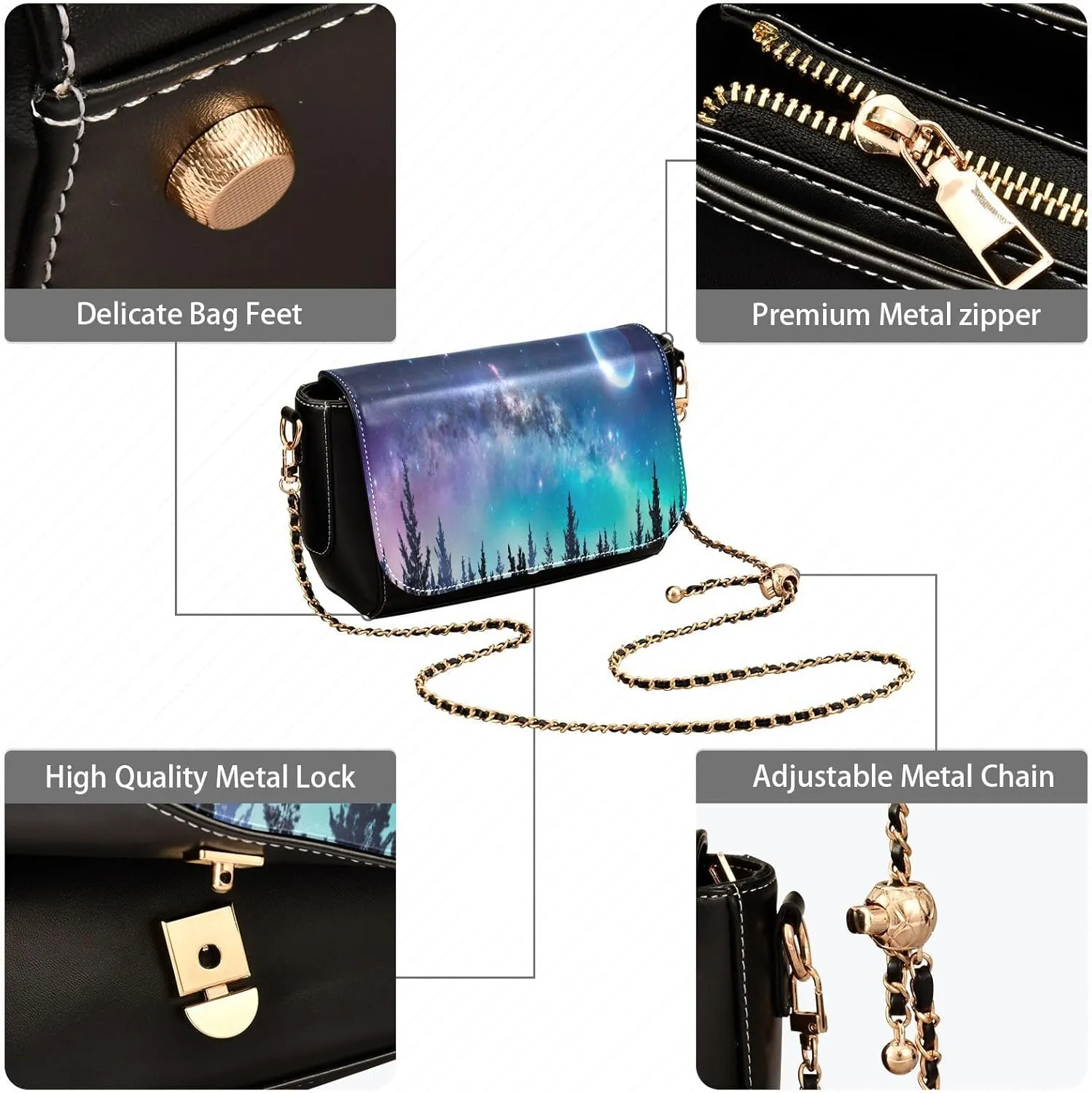 Crossbody Bags for Women Trendy Women's Black Shoulder Bag Small PU Leather Flap Cross Body Bag Handbags