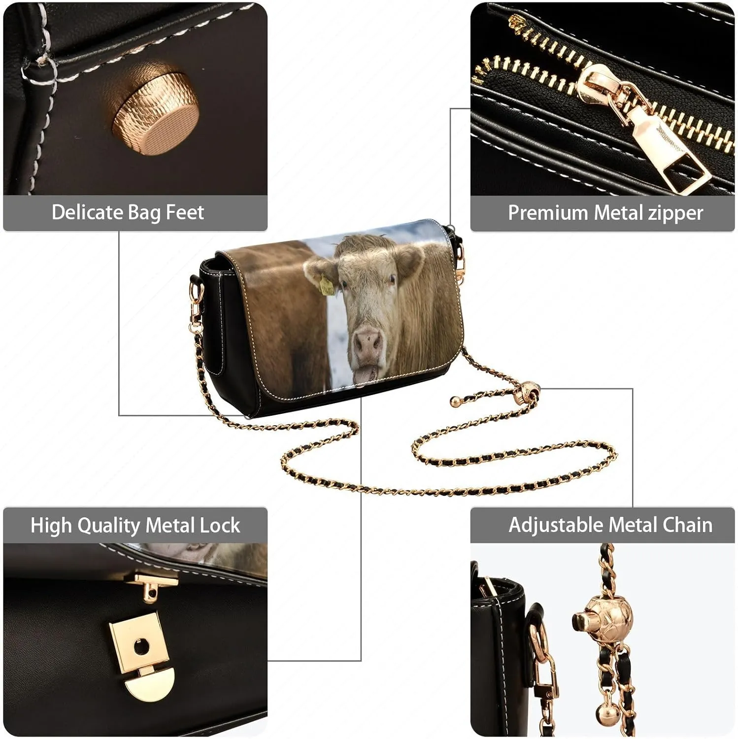 Crossbody Bags for Women Trendy Women's Black Shoulder Bag Small PU Leather Flap Cross Body Bag Handbags