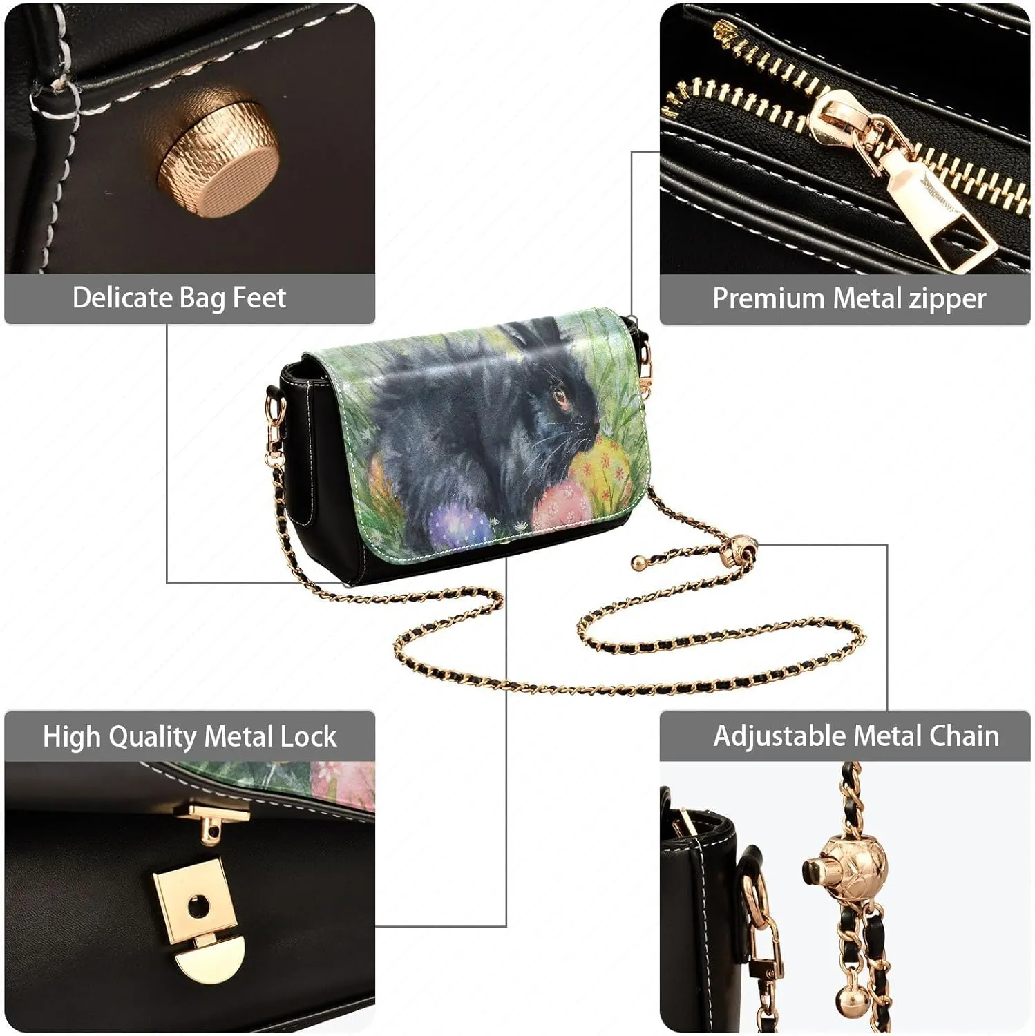 Crossbody Bags for Women Trendy Women's Black Shoulder Bag Small PU Leather Flap Cross Body Bag Handbags