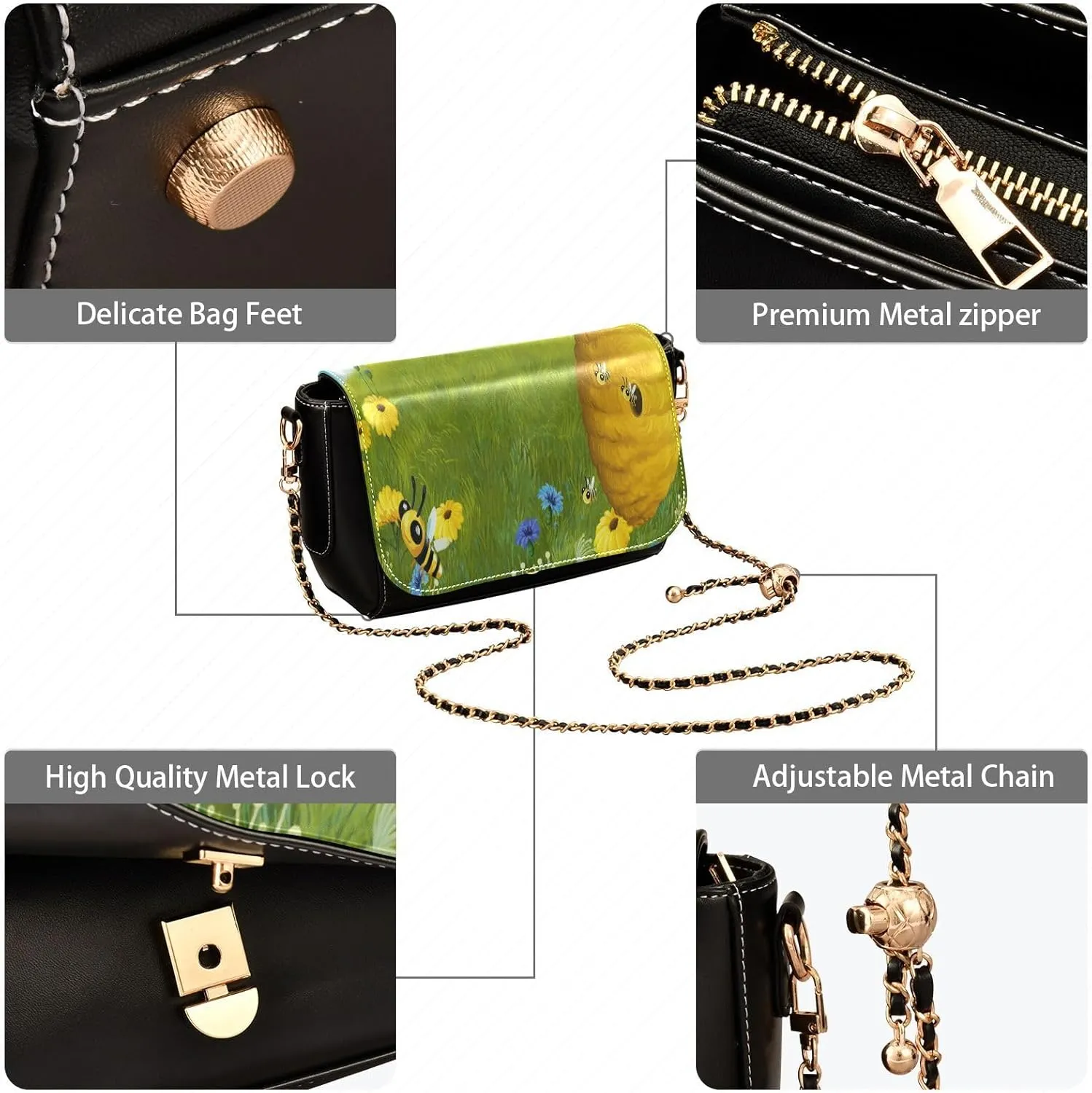 Crossbody Bags for Women Trendy Women's Black Shoulder Bag Small PU Leather Flap Cross Body Bag Handbags