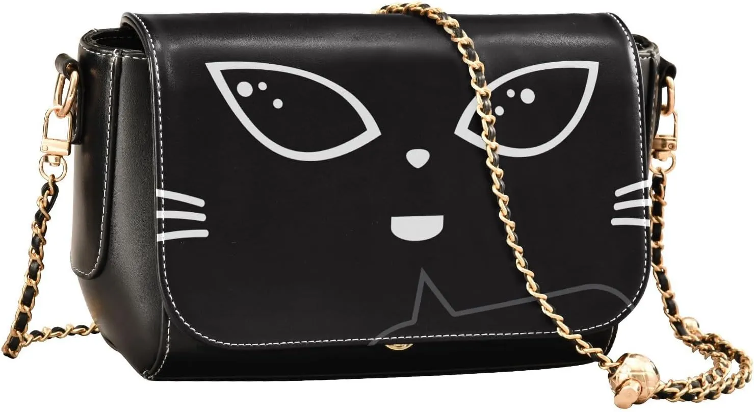 Crossbody Bags for Women Trendy Women's Black Shoulder Bag Small PU Leather Flap Cross Body Bag Handbags