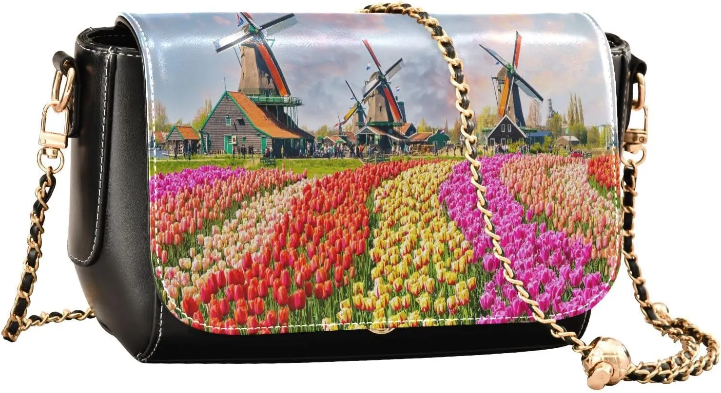 Crossbody Bags for Women Trendy Women's Black Shoulder Bag Small PU Leather Flap Cross Body Bag Handbags