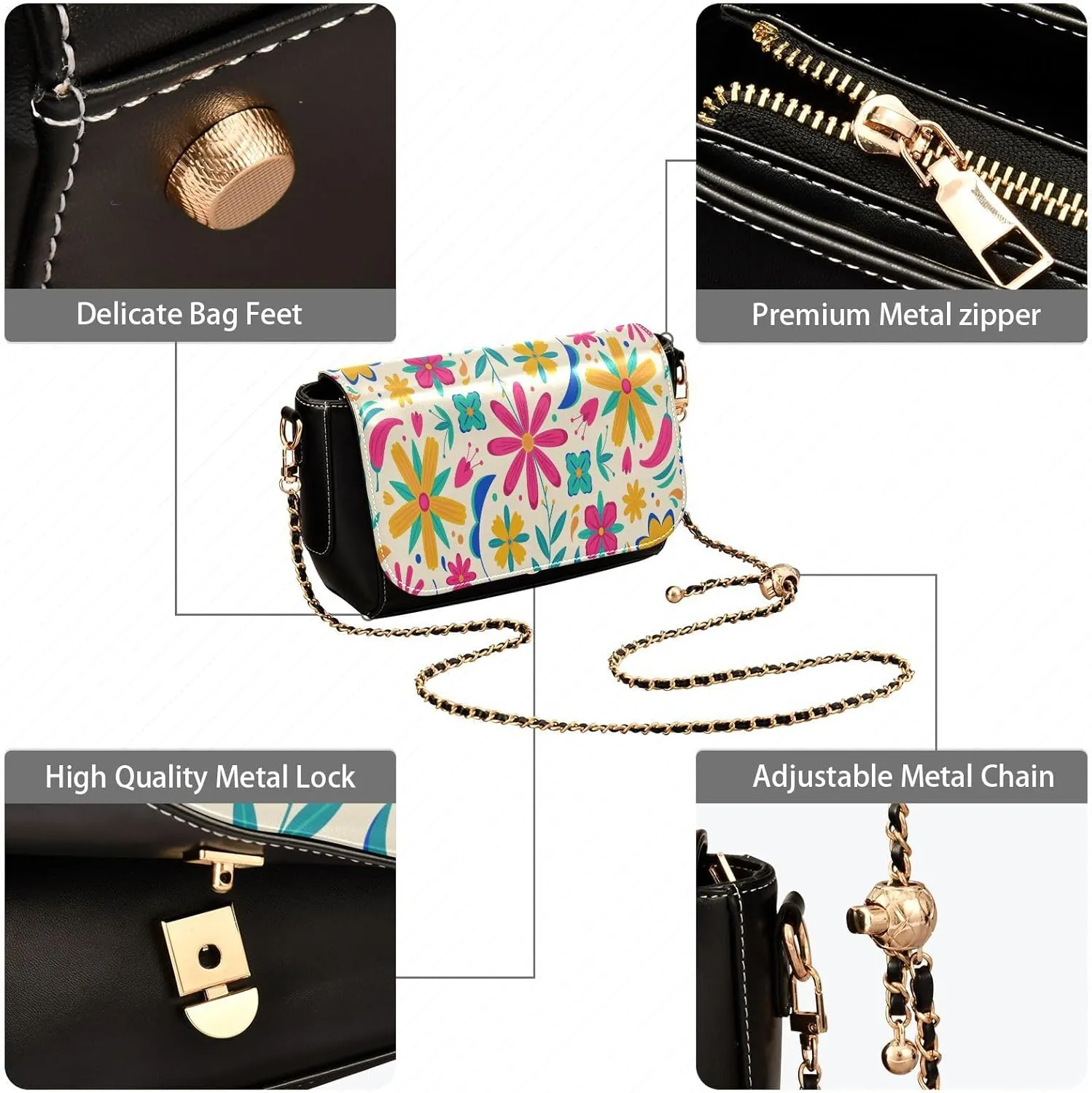 Crossbody Bags for Women Trendy Women's Black Shoulder Bag Small PU Leather Flap Cross Body Bag Handbags