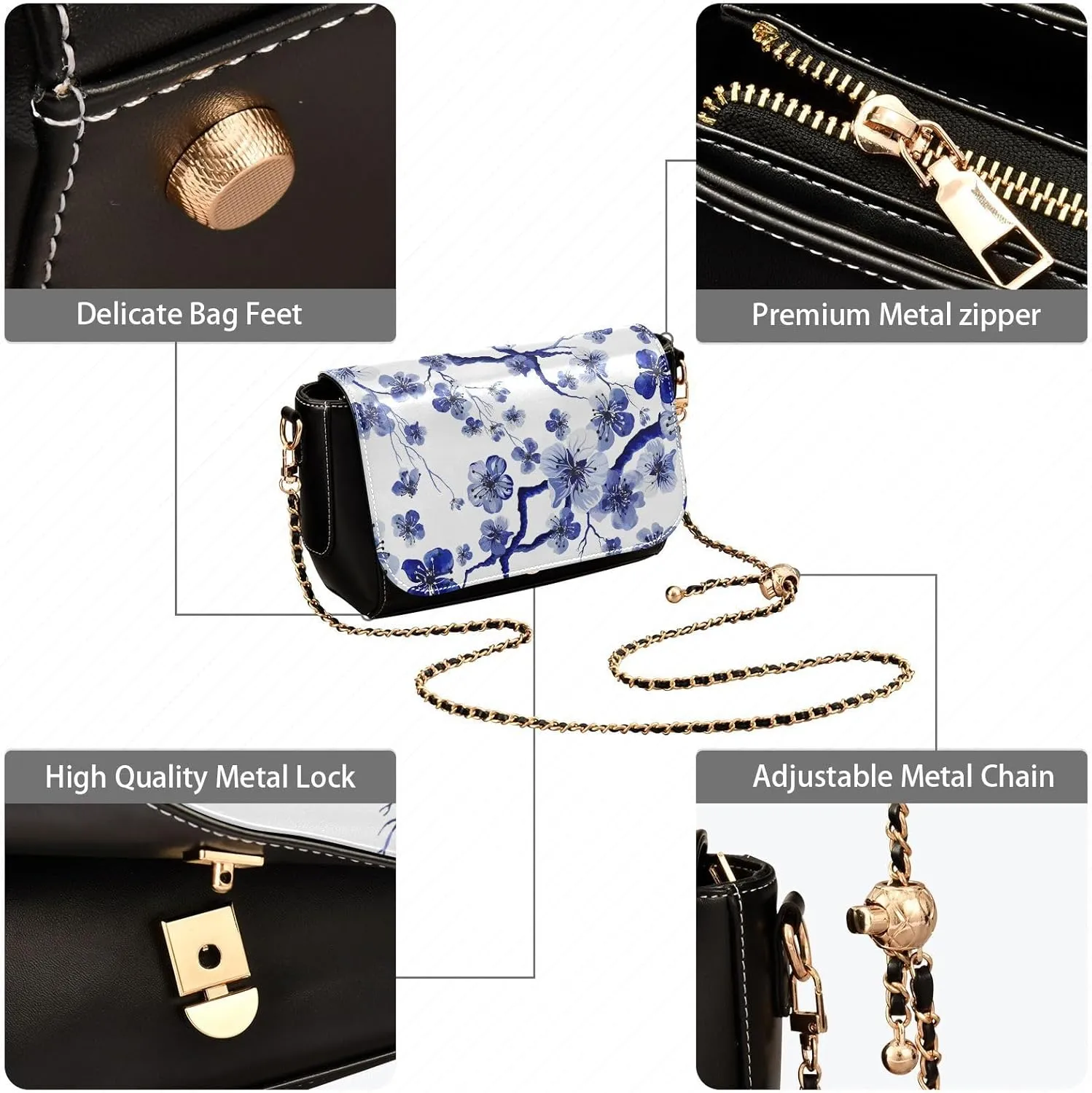 Crossbody Bags for Women Trendy Women's Black Shoulder Bag Small PU Leather Flap Cross Body Bag Handbags