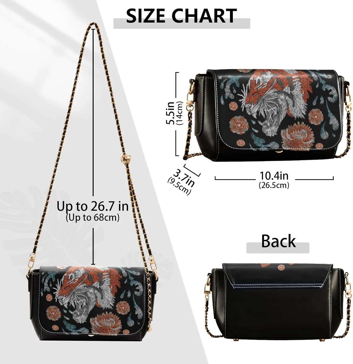 Crossbody Bags for Women Trendy Women's Black Shoulder Bag Small PU Leather Flap Cross Body Bag Handbags